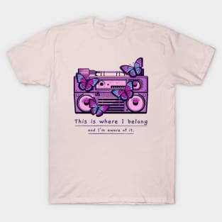 retro Radio Music Lover Butterflies T-Shirt